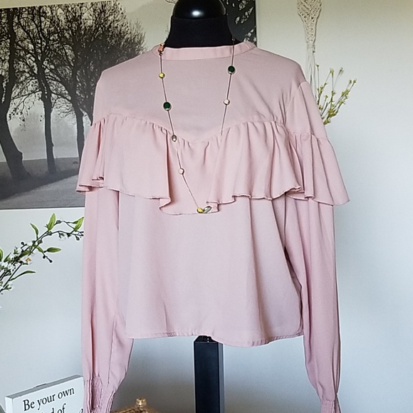 hippie laundry ruffle pink top. - Picture 6 of 6